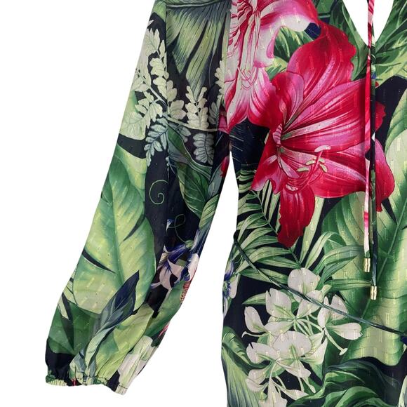 Tommy Bahama Celebration Tropical Floral Maxi Dress Green Size XXS - Picture 7 of 12
